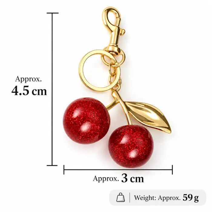 Cherry Bag Charm Keychain for Women | Cute Handbag Accessory bag size and dimensions