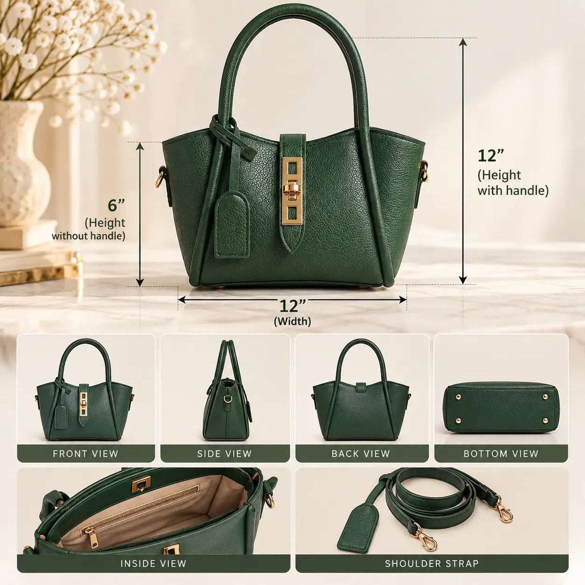 BELLA Crossbody Bag for Women | Premium PU Leather Handbag bag size and dimensions