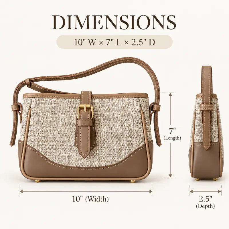 HARPER Leather & Jute Crossbody Bag for Women | Premium Everyday Handbag bag size and dimensions