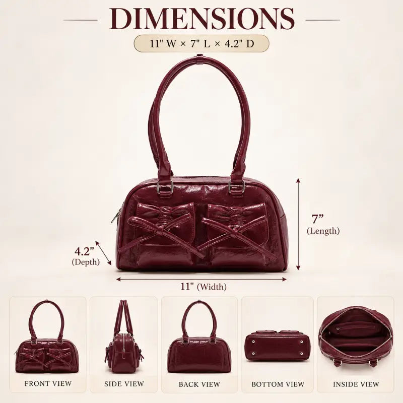 KAREN PU Leather Crossbody Bag for Women | Premium Everyday Handbag - Burgundy bag size and dimensions