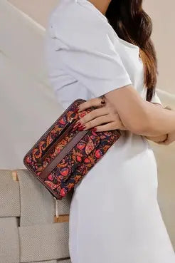 avenza-official-mocha-printed-canvas-wallet-brown-front-view