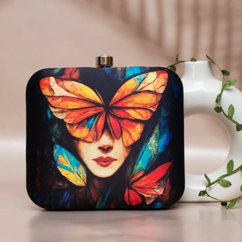Avenza Official Butterfly Women Printed Handmade Clutch