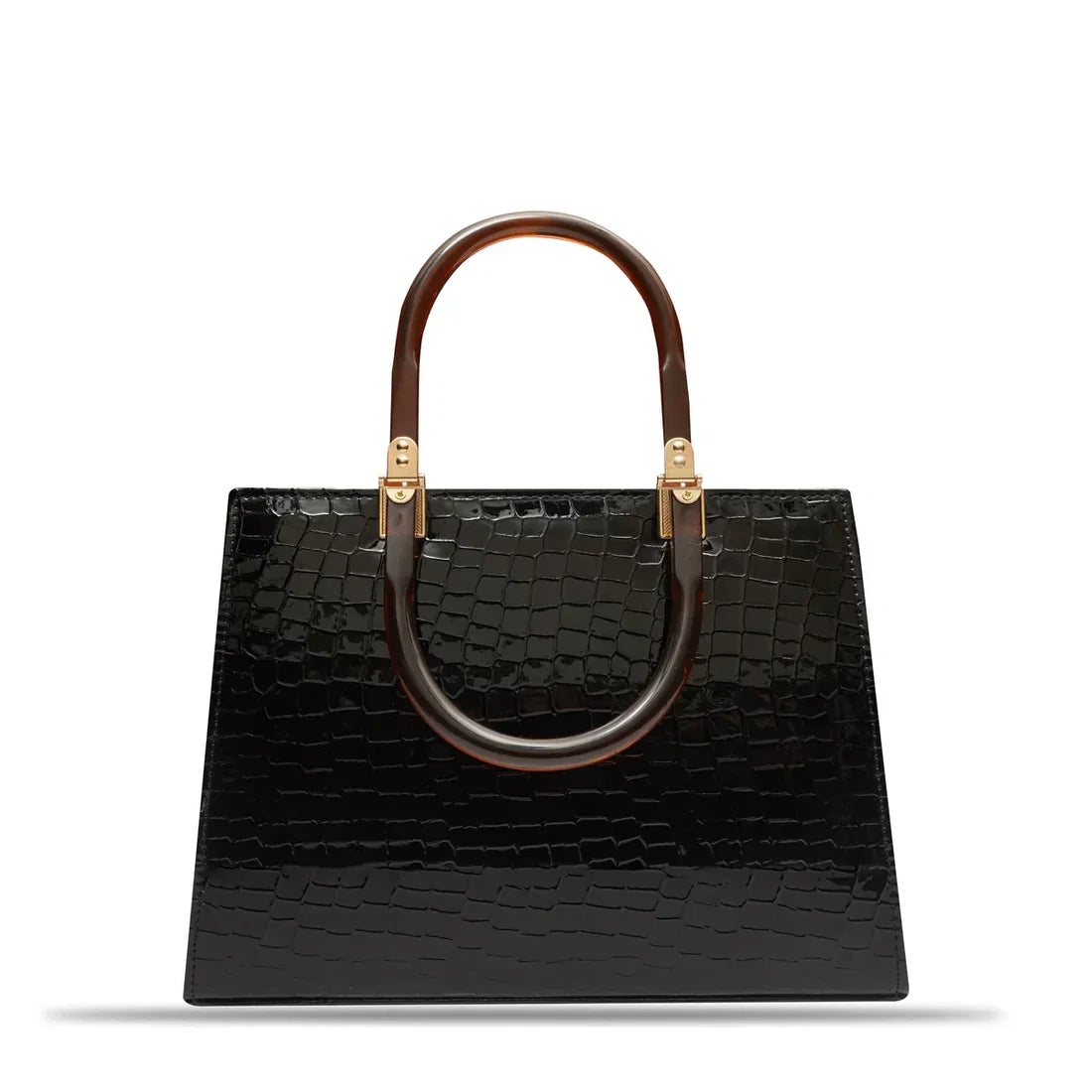 avenza-official-crocodile-texture-acrylic-handle-bag-black