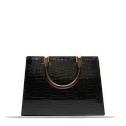 avenza-official-crocodile-texture-acrylic-handle-bag-black