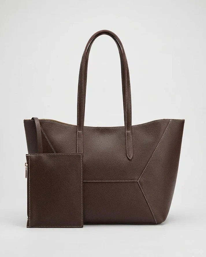 avenza-official-tessa-pu-leather-large-tote-dark-brown