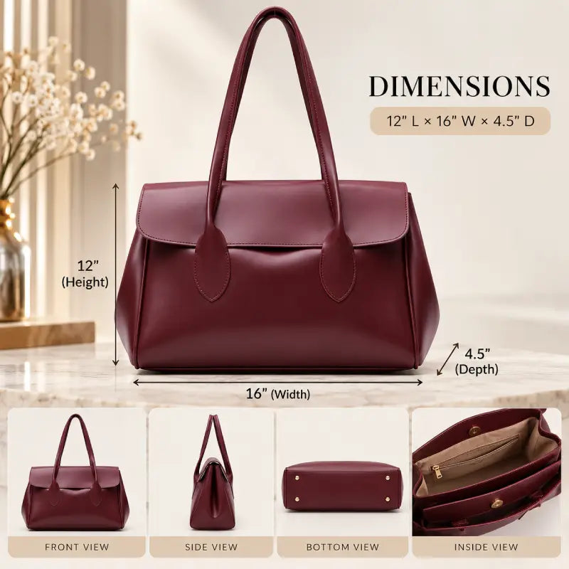 LOON Leather Tote Bag for Women – Premium Everyday Handbag bag size and dimensions