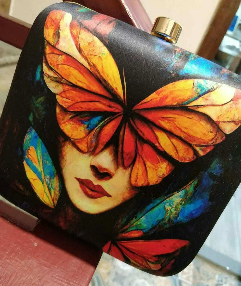 Avenza Official Butterfly Women Printed Handmade Clutch